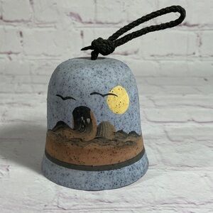 Vintage Southwestern Hand Painted Desert Landscape Sandstone Bell